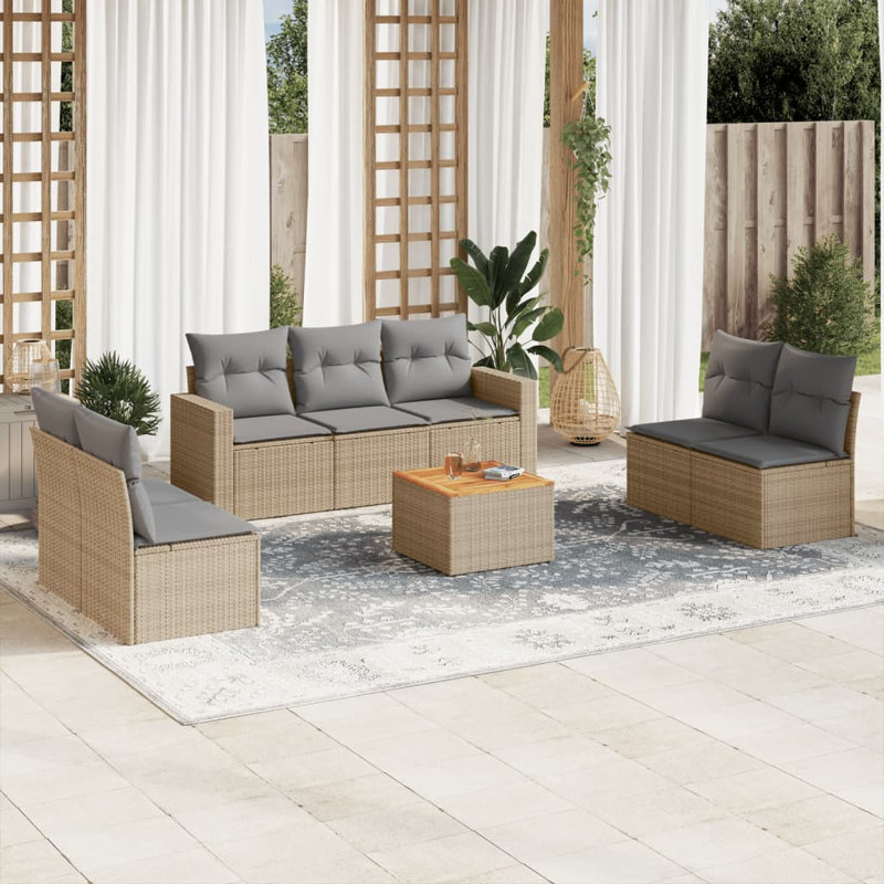  Ensemble de canapé de jardin mélange beige, gris clair