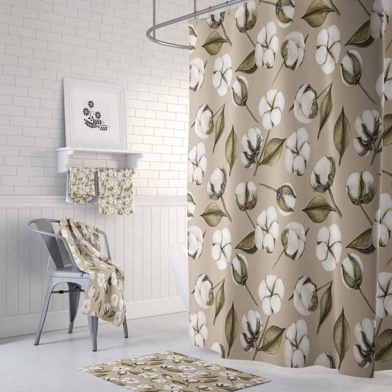 Floral Shower Curtain, 93" H x 70" W
