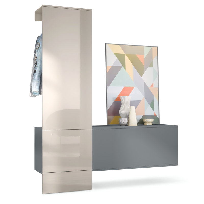 Chappa Hall Tree with Shoe Storage, High-gloss sandy grey