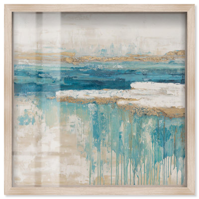 «Weeping Wall II Shadowbox Print Coastal Bathroom» par Art Remedy, cadre blond, 24 x 24