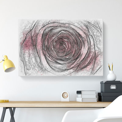 Pink Rose Flower Vol.2 - Wrapped Canvas Drawing - Wrapped Canvas