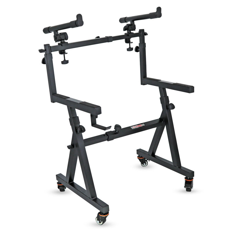 5 Core 2 Tier Keyboard Stand Z Style Adjustable Electric Piano Riser Holder With Wheels