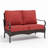 53'' Wide Metal Outdoor Loveseat with Cushions & Wicker Decor-103555030