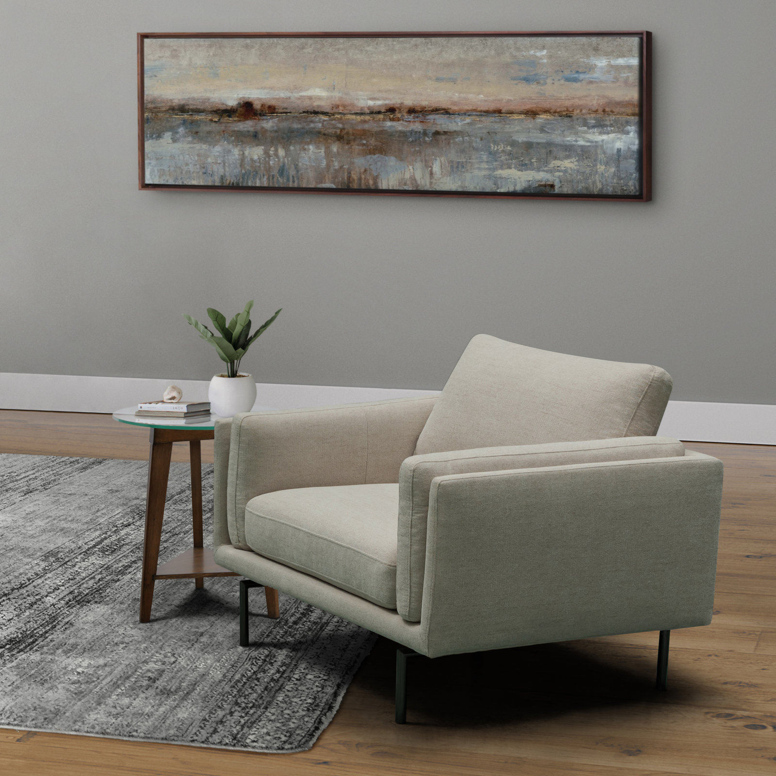 Elenora Pine Armchair, Beige Performance