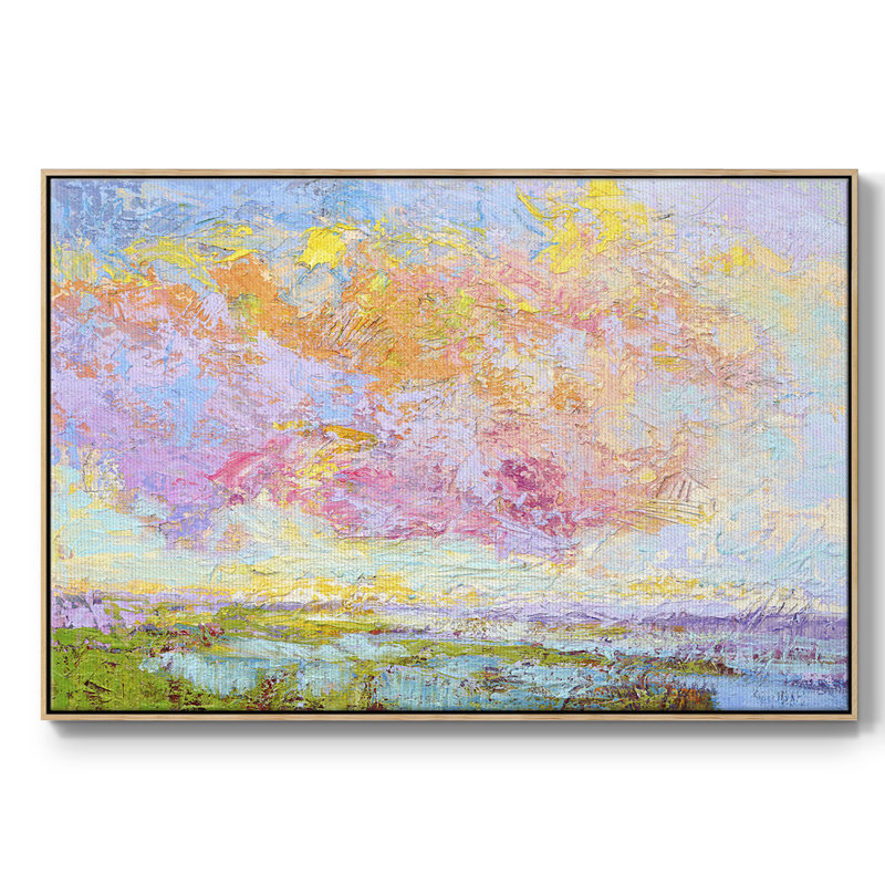" On A Summer'S Eve ", 27" H x 41" W x 2" D, Natural Floater Framed Canvas