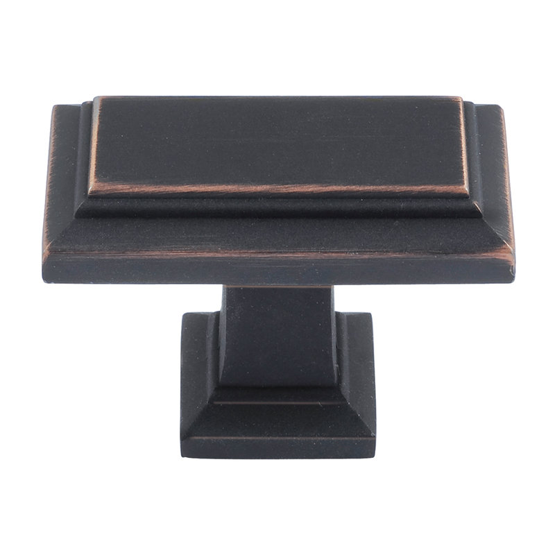 Venetian Bronze Rectangular Bar Knob with Mounting Hardware