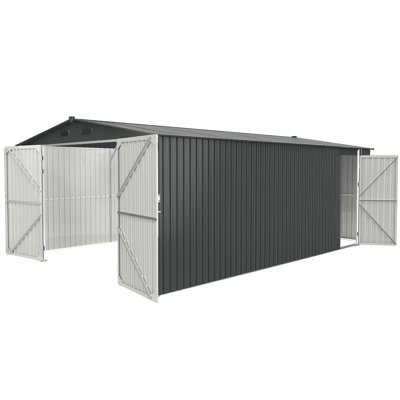 Outdoor Storage Shed 20X13 FT, Metal Garden Shed Backyard Utility Tool House Building With 2 Doors And 4 Vents For Car,Truck,Bike, Garbage Can,Tool,Lawnmower