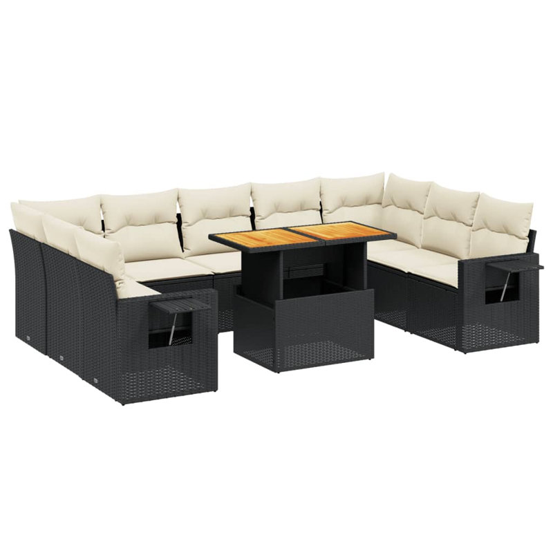 Ensemble de canapé de jardin Vidaxl noir, blanc crème