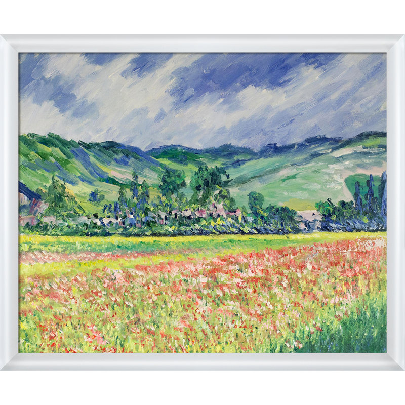 Reproduction d’art sur toile, "giverny field near" par claude monet-picture frame, H 22,75 po x l 26,75 po x P 2 po