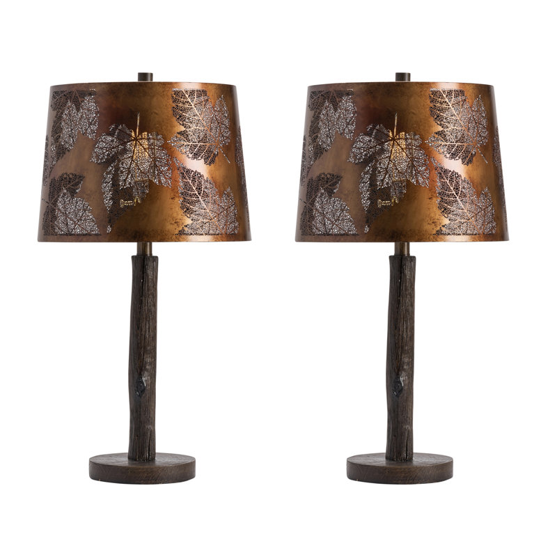 27" Resin Table Lamp With Bronze Shade