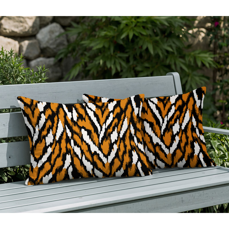 Coussin réversible intérieur / extérieur à imprimé zébré Jules, 25x18, Orange