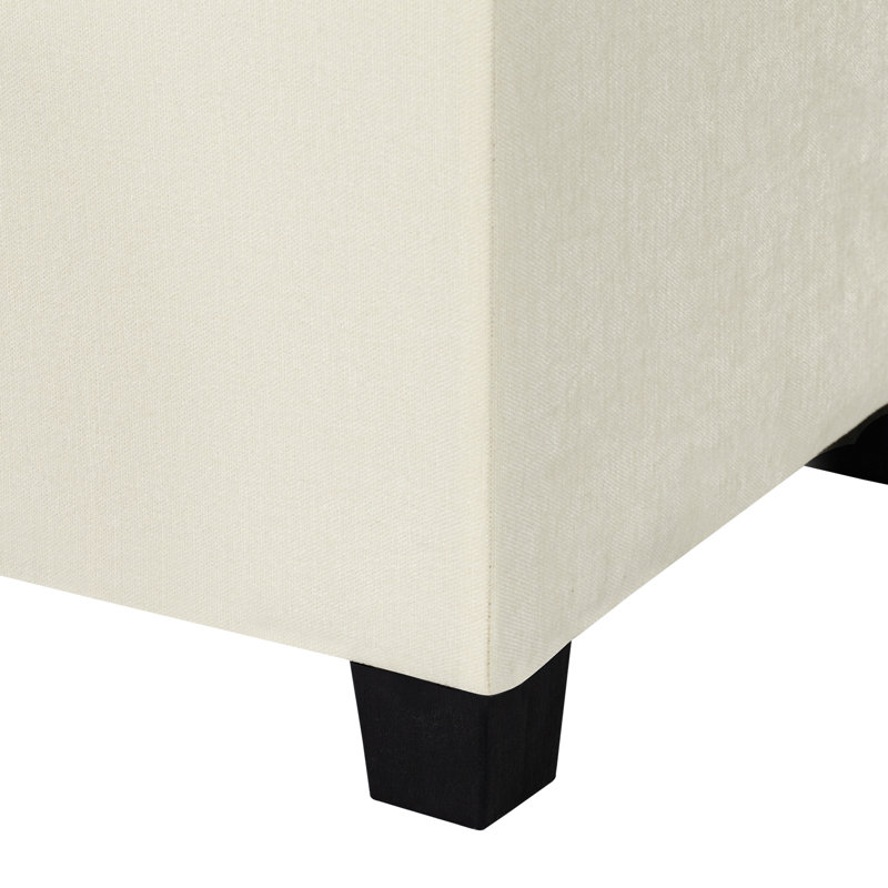 Banc rembourré rectangulaire avec rangement 30 "avec plateau, Beige Cotton Linen