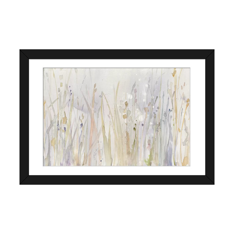 « automne herbe », reproduction d’art sur toile, H 16 po x l 24 po x P 1 po, Papier d'art encadré noir, Blanc