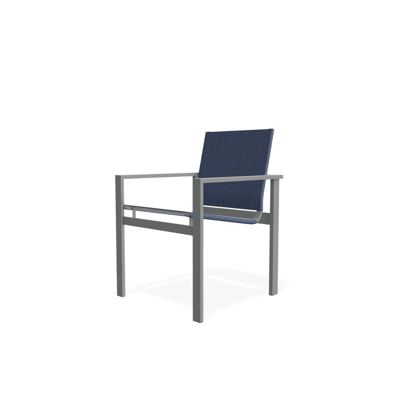 Tribeca Sling Stacking Arm Chair, Graphite, Alloy Sunbrella®