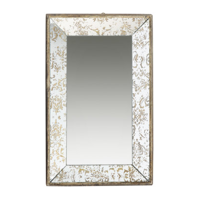 20" X 12" Antique Silver Mirror With Floral Significance Trait Feature Distinction, Medium Sized, Mirrored Display Tray, Hanging Charisma Sized Rectangular Mirror, Characteristic, Enchant
