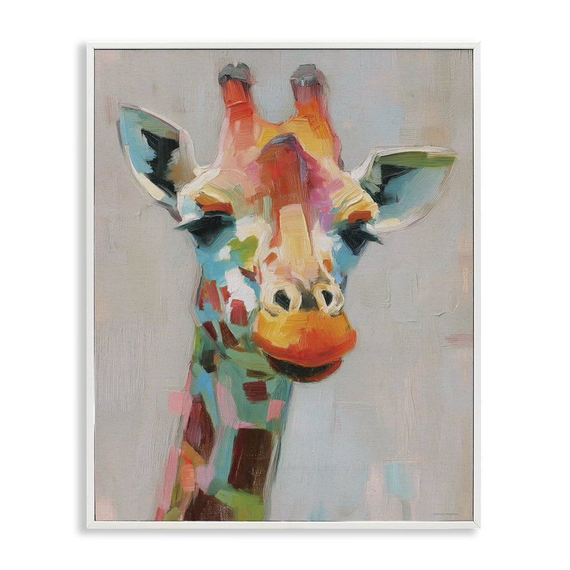 «Painterly Rainbow Giraffe», estampe numérique, conception de Svetlana Aleynikova, Giclée encadrée blanc bord de mer
