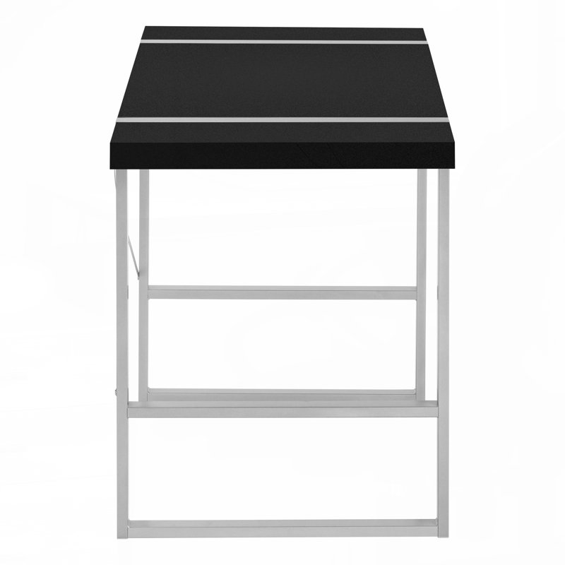 Bureau d'ordinateur, bureau personnel, ordinateur portable, l 48 po, travail, stratifié noir, métal gris, contemporain,