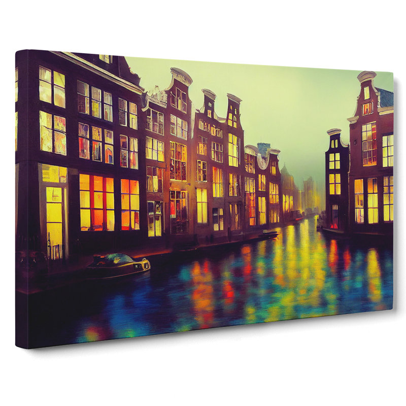 Amsterdam Canal Art Painting Vol.2 - Wrapped Canvas, 35cm H x 50cm W x 3cm D