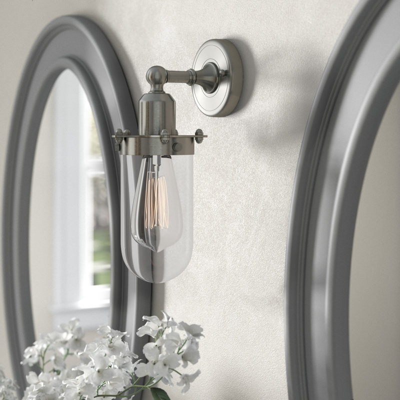 Clymer Armed Sconce, Clear, Brushed Satin Nickel