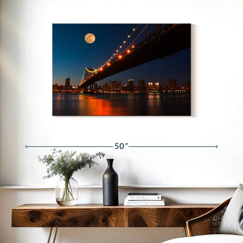 Lilie Moonlit Manhattan Bridge, 24" H x 36" W