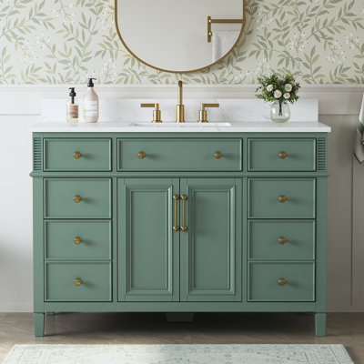 Aastha 48" Freestanding Single Sink Bathroom Vanity With Engineered Stone Top