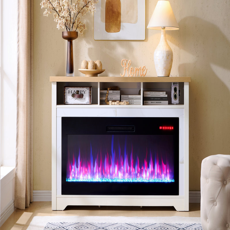 60 Inch Fireplace TV Stand For Tvs Up To 70",With 50"Smart Electric Fireplace, 32" H x 60" W x 13.75" D
