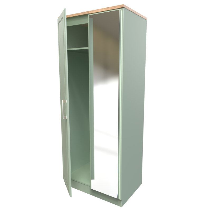 Aalysia 2 Door Mirrored Robe, Reed Green/Bardolino Oak