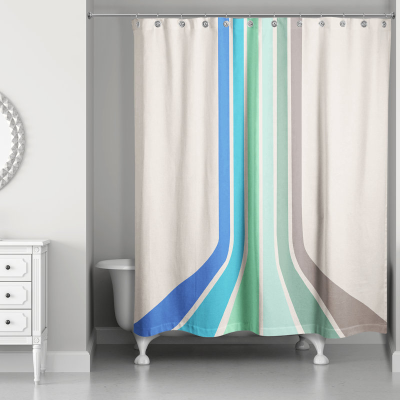 Perine Striped Shower Curtain, Blue
