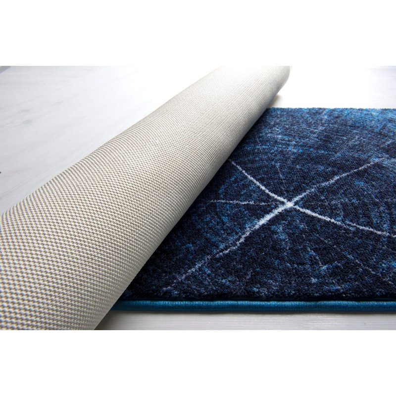 Tapis pour salle de bain Ranveer, L 31,5 po x L 55,12 po, Bleu