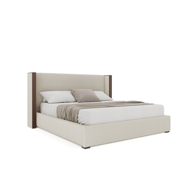 Lit tapissier bas Irenne, Bouclé blanc cassé, Grand