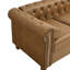 Tissu 3 places: coussin mi-moelleux, pieds, aspect classique brun avec: peau, style, longue durée