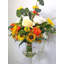 Tournesol et rose dans un vase