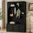 Farmhouse All-in-One Hall Tree with Adjustable Shelves, Retro Arched Entryway Storage Bench with 3 Cabinets, Wooden Coat Rack Organizer with 4 Golden Hooks for Mudroom, Hallway-129346876