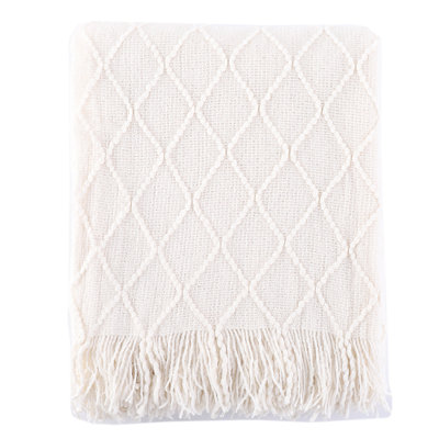 Throw Blanket For Couch, Solid Throw Blanket For Home Decor, Knit Throw Blankets For Bed, 50"X60"