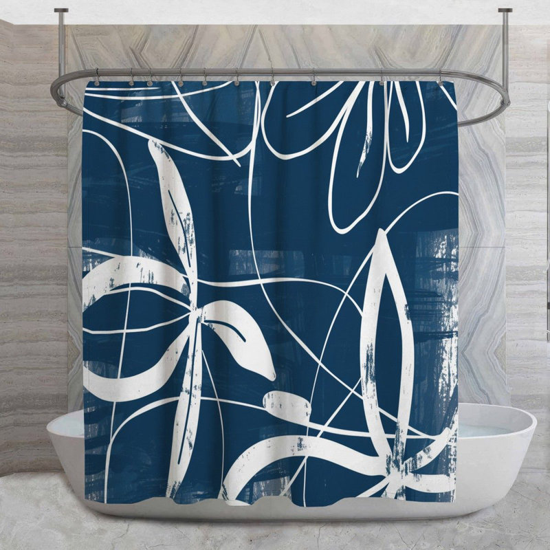Rideau de douche formes botaniques - Motif frais 14100, H 83 po x l 70 po