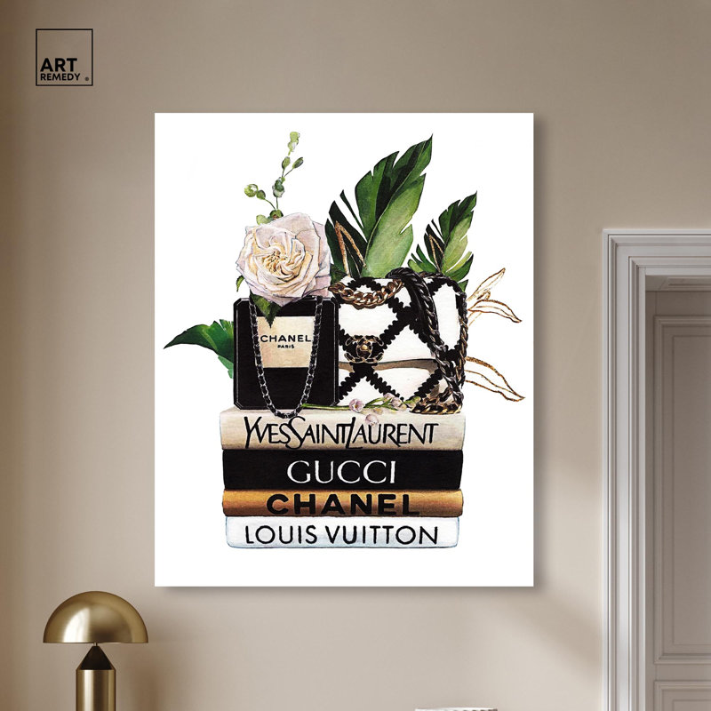 Doll Memories - Luxury Stack Details Canvas Modern Fashion Art by Art Remedy, 36" H x 30" W, Wrapped Canvas