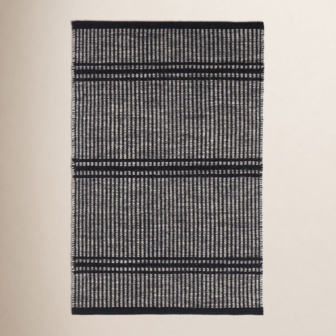 Malta Black Handwoven Wool Rug Dash and Albert Rugs Rug 