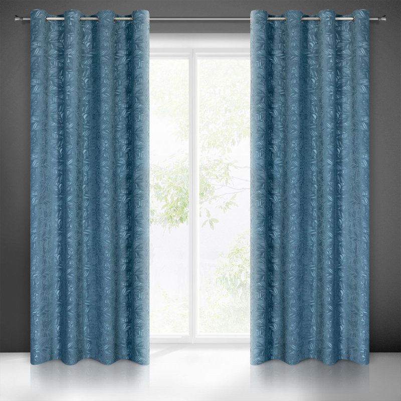 Abinash Blackout Curtains Single Panel, Blue