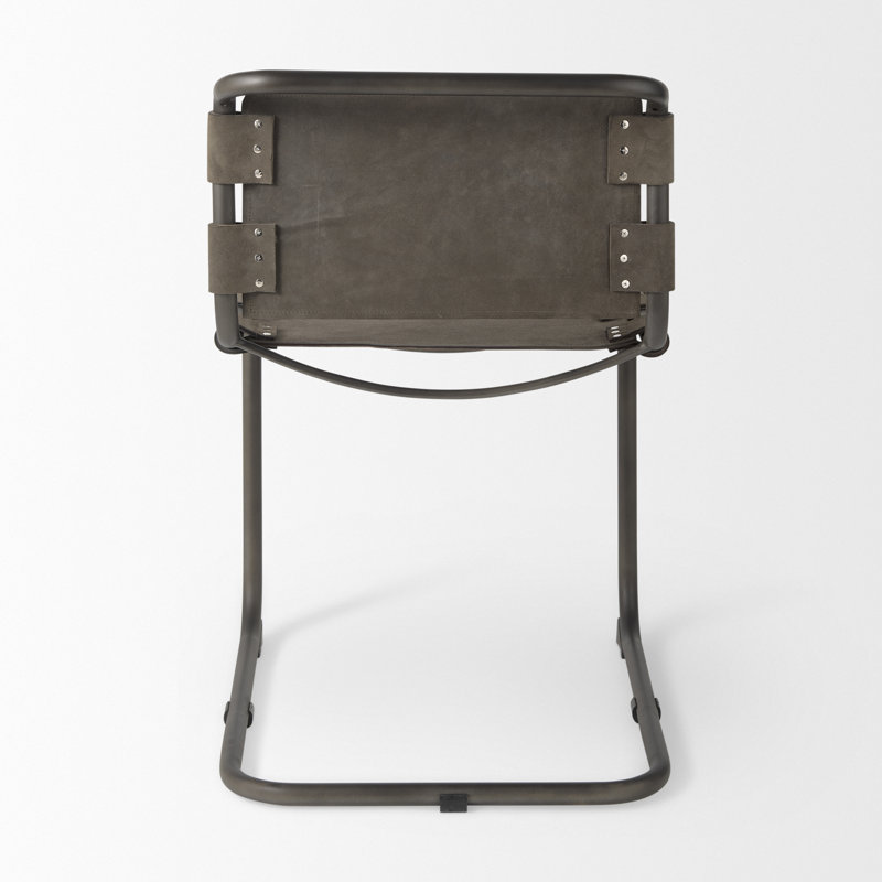 Chaise d'appoint rembourrée en cuir Otelia, Brun foncé