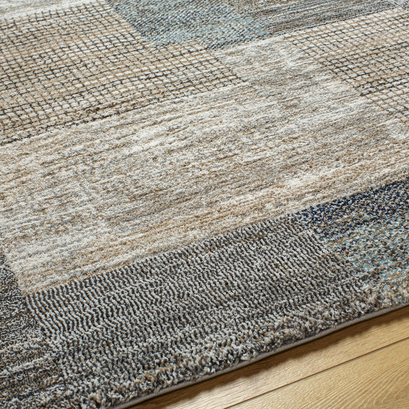 Rectangle Brod Machine Woven Polypropylene/Polyester Area Rug in Brown, Rectangle 6'7" x 9'