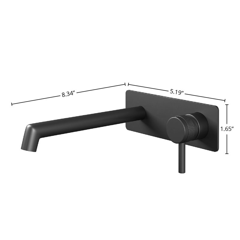 DAX Wall Mount Single Handle Brass Bathroom Faucet, Matte Black