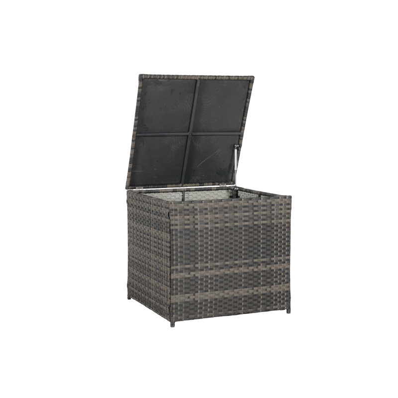 Ensemble de mobilier de patio 6 pièces, ensemble modulaire en L tissé pour l'extérieur, ensemble de conversation en osier avec table d'angle et table en verre pour la piscine