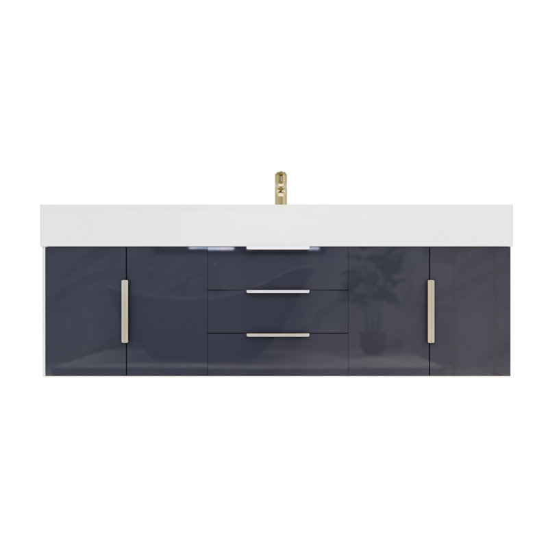 Glasgow 59'' Bathroom Vanity with Acrylic Top, Gray