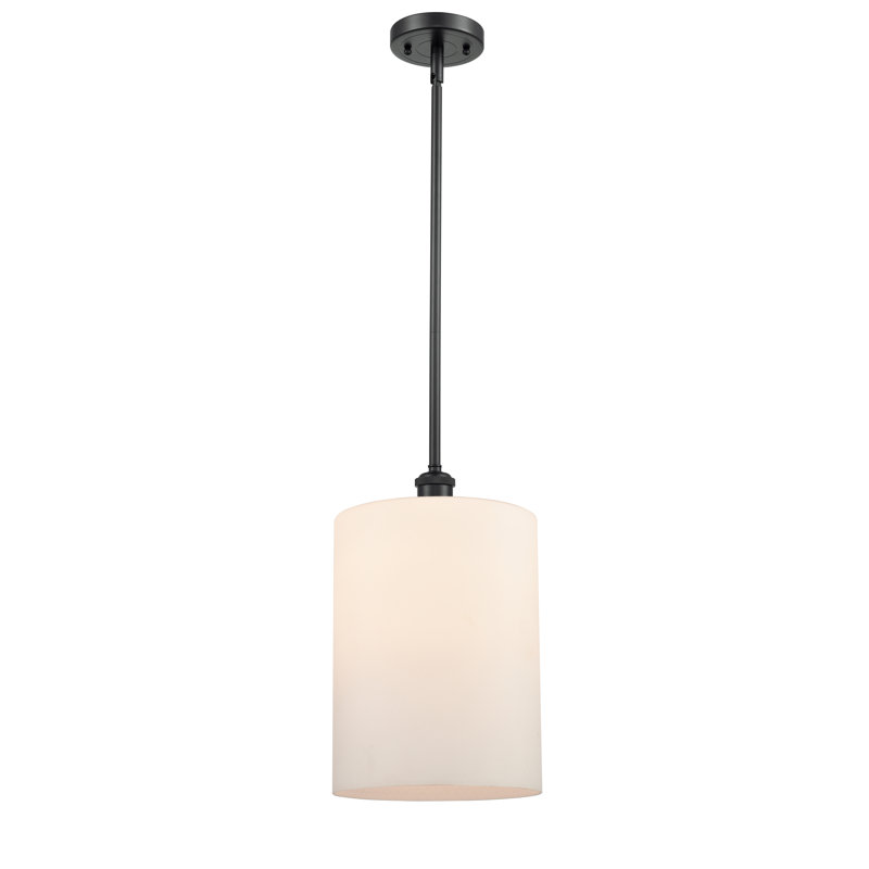 Luminaire suspendu cylindrique à 1 lumière Leilani, Blanc mat, Ampoule à DEL rétro de 6 watts, Noir mat