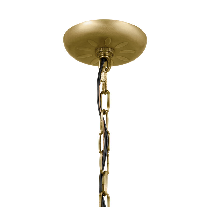 Natural Brass Mini Drum Chandelier with White Shade