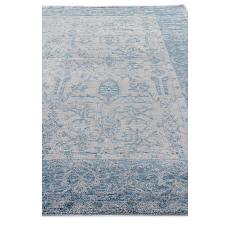 Antique'd Oriental Area Rug in Blue, Rectangle 10' x 14'