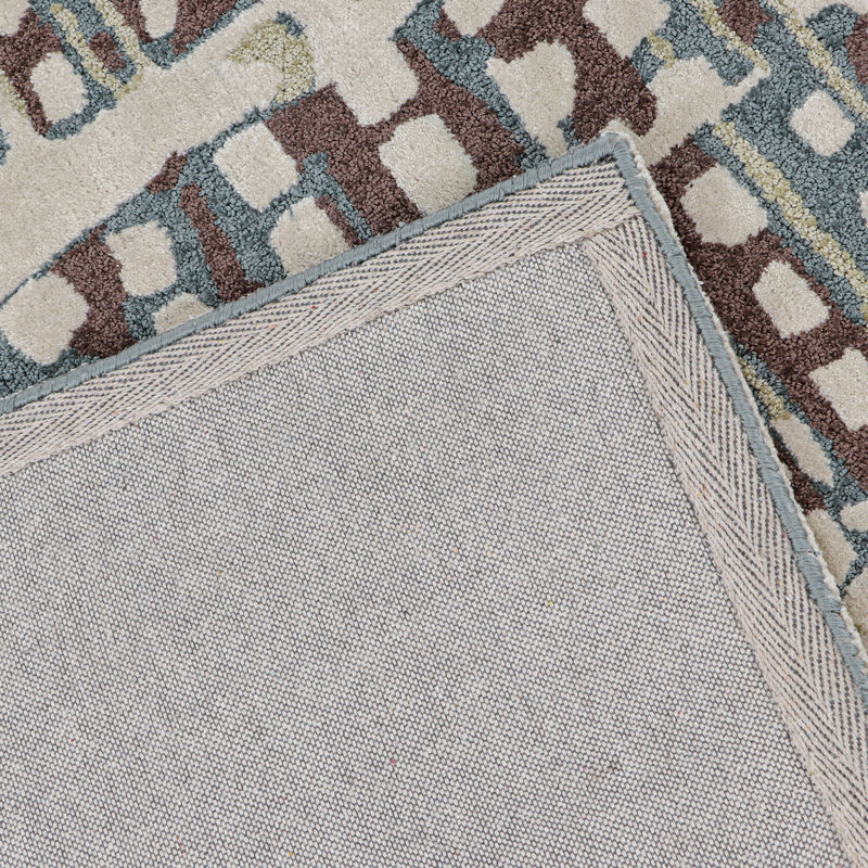 Minturn Hand-Tufted High Low Textured Indoor Rug Geometric Balsam Green, Rectangle 5' x 8'