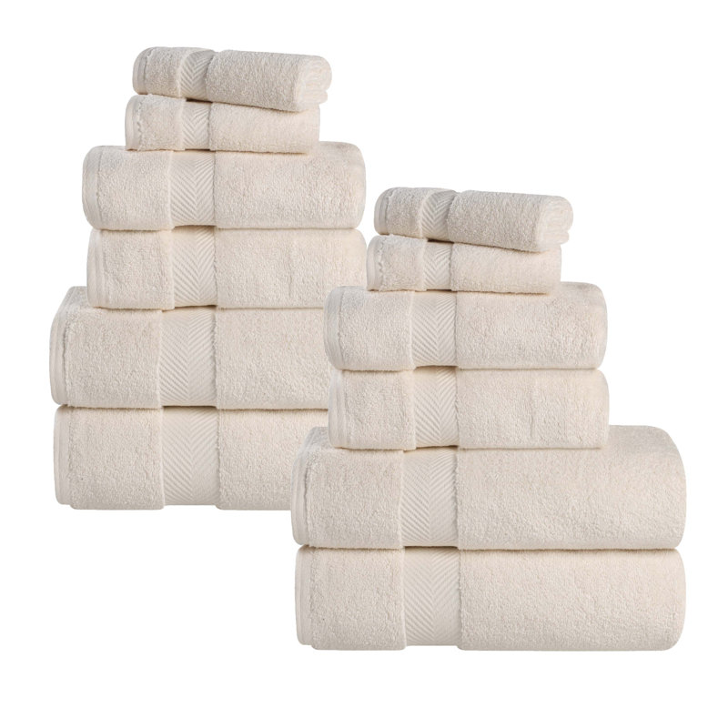 Ensemble de serviettes 12 pièces Fatih Zero Twist, Ivoire