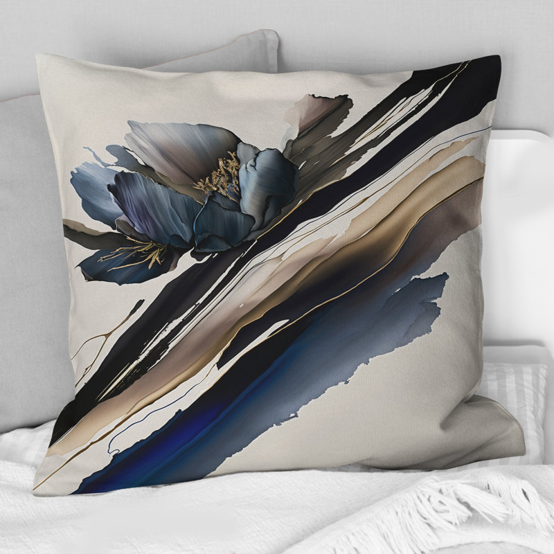 Coussin décoratif à imprimé de pivoines - I