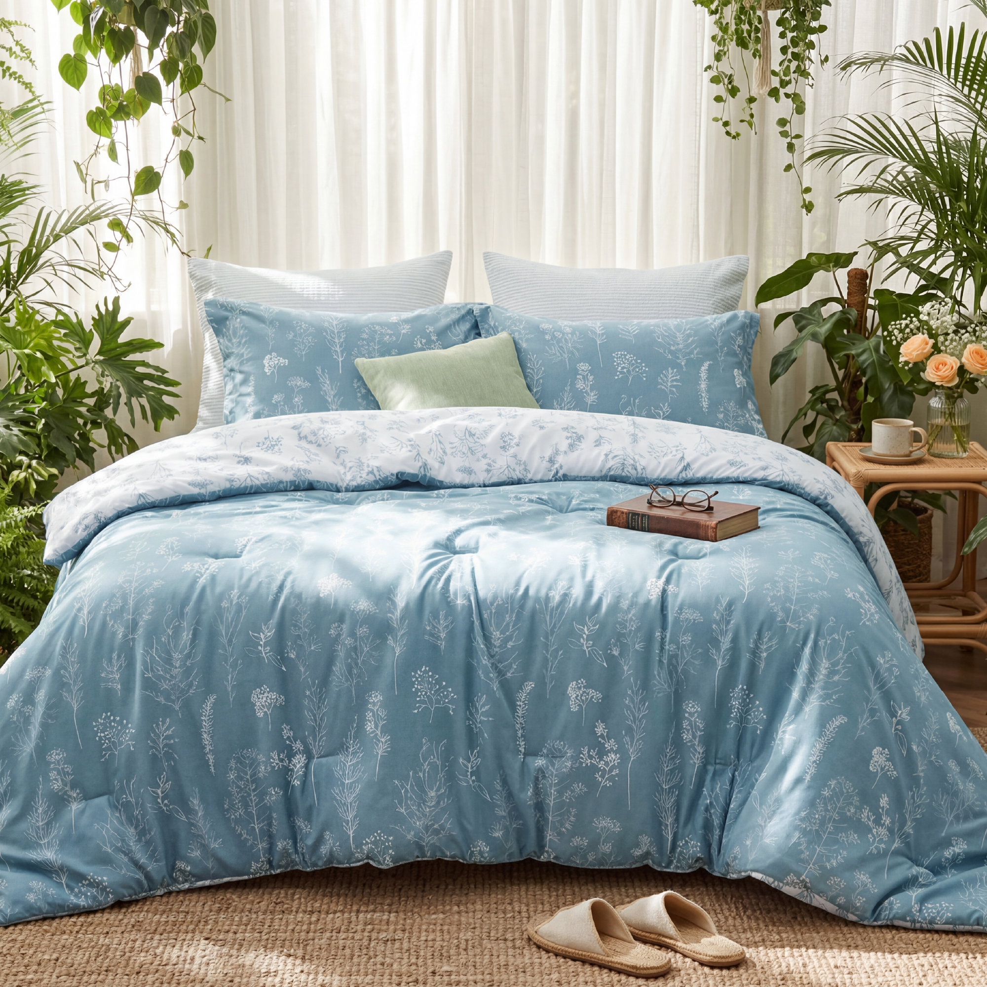 Best Seller Bedsure Comforter Set Reversible Cute Floral Bedding, 89GSM